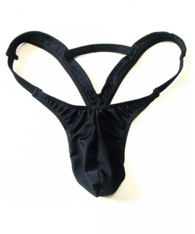 Sexy Men Pouch Thongs Lingerie Underwear Double Solid G-Strings Jockss - Black - C2198UKS6UY $53.05 G-Strings & Thongs