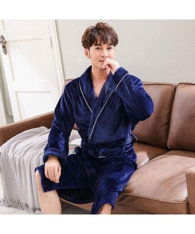 Bathrobe Mens Available in Two Colors Gray and Blue Offers A Great Combination Between Quality and Comfort (Blue- Size L) - B...
