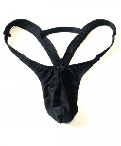 Sexy Men Pouch Thongs Lingerie Underwear Double Solid G-Strings Jockss - Black - C2198UKS6UY $53.05 G-Strings & Thongs