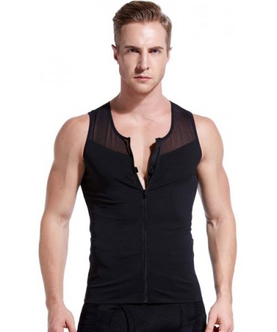 Mens Slimming Body Shaper Vest/T-Shirt with Zipper - Black - CK127C3245D $30.10 Shapewear