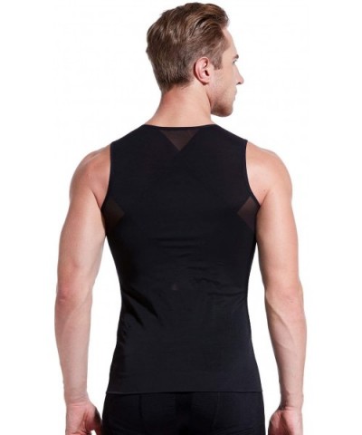 Mens Slimming Body Shaper Vest/T-Shirt with Zipper - Black - CK127C3245D $30.10 Shapewear