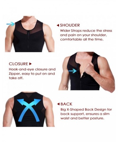 Mens Slimming Body Shaper Vest/T-Shirt with Zipper - Black - CK127C3245D $30.10 Shapewear