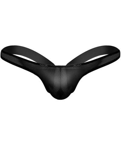 Men's Breathable Holes Underwear Low Rise Jockstrap Mesh G-String Thongs - Black - CV18E45O9TU $20.24 Bikinis