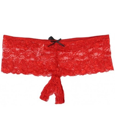 Women's Plus Size Open Crotch Thong Panties - Red - CF112DW5QGN $14.16 Panties