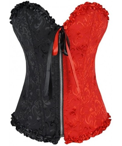 Halloween Gothic Bustiers Top Lace up Corset for Women Contrast Color - Red - CB11LZGU2ZX $34.22 Bustiers & Corsets