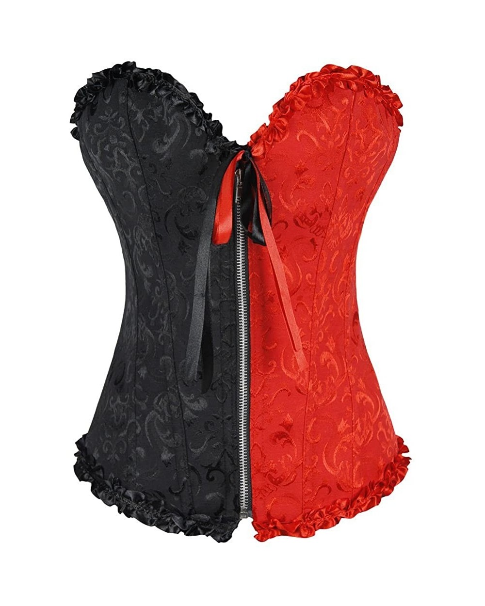 Halloween Gothic Bustiers Top Lace up Corset for Women Contrast Color - Red - CB11LZGU2ZX $34.22 Bustiers & Corsets