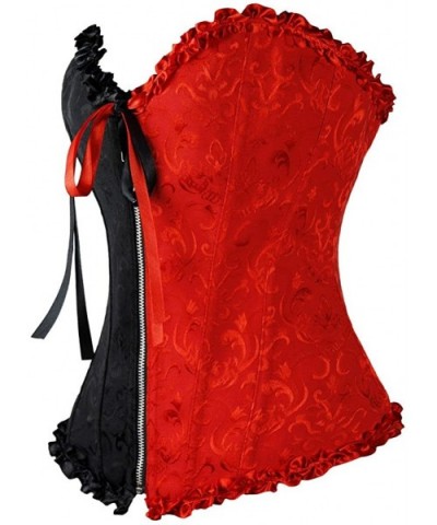 Halloween Gothic Bustiers Top Lace up Corset for Women Contrast Color - Red - CB11LZGU2ZX $34.22 Bustiers & Corsets