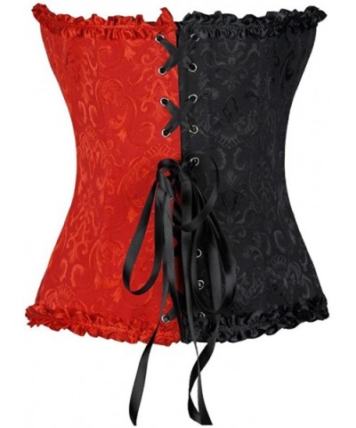 Halloween Gothic Bustiers Top Lace up Corset for Women Contrast Color - Red - CB11LZGU2ZX $34.22 Bustiers & Corsets