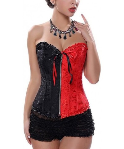 Halloween Gothic Bustiers Top Lace up Corset for Women Contrast Color - Red - CB11LZGU2ZX $34.22 Bustiers & Corsets