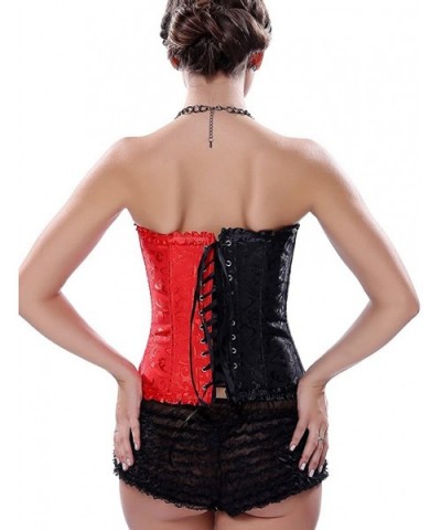 Halloween Gothic Bustiers Top Lace up Corset for Women Contrast Color - Red - CB11LZGU2ZX $34.22 Bustiers & Corsets