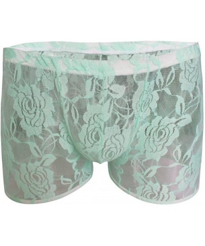 Mens Romance Travel Flower Lace Sheer Boxer Briefs Trunks Shorts Underwear - Green - C9123A27869 $24.08 Boxer Briefs