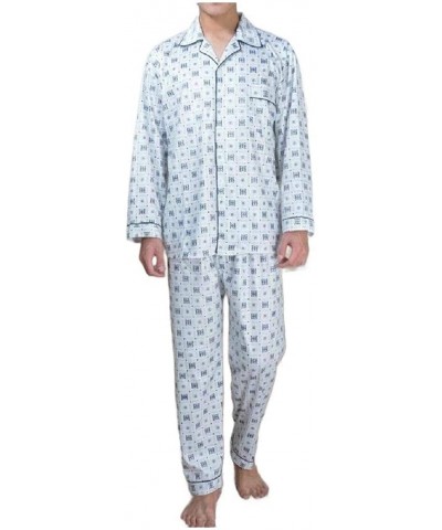 Men Pjs Long-Sleeve 2 Piece Set Summer Cotton Pajama Lounge Set - As2 - CH19E6YQKOR $34.61 Sleep Sets