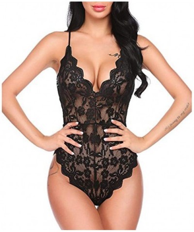 Fashion Women Babydoll Mini Bodysuit Lingerie One Piece Sexy Lingerie Underwear(Black-S) - C318H9HNWUD $11.36 Shapewear