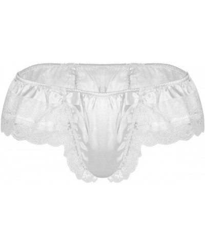 Men's Sissy Frilly Ruffled Lace Trim Bikini Briefs Crossdress Girly Maid Panties Underwear - Beige - CA19DLLDOT7 $29.12 Briefs