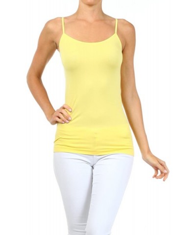 Women's Everyday Solid Color Thin Strap Camisole - Lemon - CR125WN8INR $15.72 Camisoles & Tanks