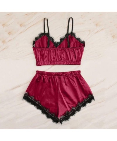 2020 2PC Lingerie Women Lace Sexy Chemise Lingerie Babydoll Nightdress Nightgown Sleepwear Underwear Set - Ac-wine - CA19400N...