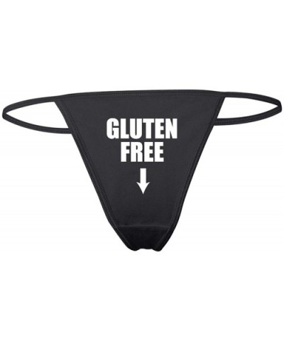 I Swallow Funny Sexy Slutty Women's Cotton Spandex Thong Bikini - Black-gluten - CQ198G8S6YZ $24.18 Panties