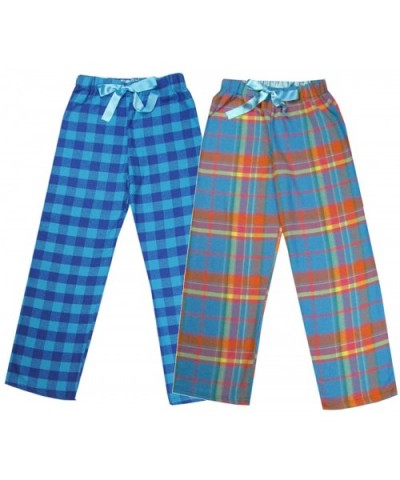 Junior Women's 100% Cotton Super Soft Flannel Plaid Pajama/Lounge Pants - Blue_teal - CM12O4O6LAO $31.39 Bottoms