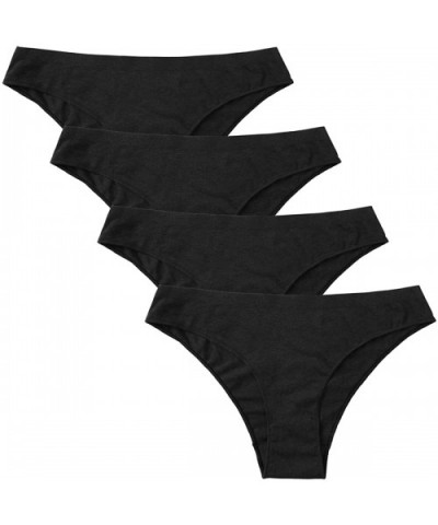 Women's Cheeky Bikini Panties Soft Underwear Lace Trim Thongs 4 Pack - Black 4 Pack - C5194OQ433R $28.45 Panties