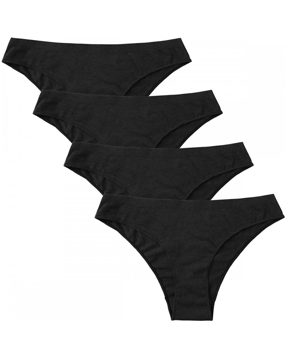 Women's Cheeky Bikini Panties Soft Underwear Lace Trim Thongs 4 Pack - Black 4 Pack - C5194OQ433R $28.45 Panties