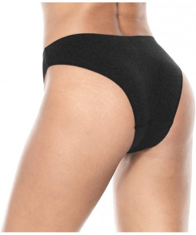 Women's Cheeky Bikini Panties Soft Underwear Lace Trim Thongs 4 Pack - Black 4 Pack - C5194OQ433R $28.45 Panties