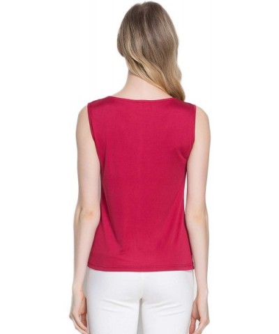 Women's Silk Shirt Tank Tops Sleeveless Blouse - Burgundy - C218UXWIOHA $61.83 Camisoles & Tanks