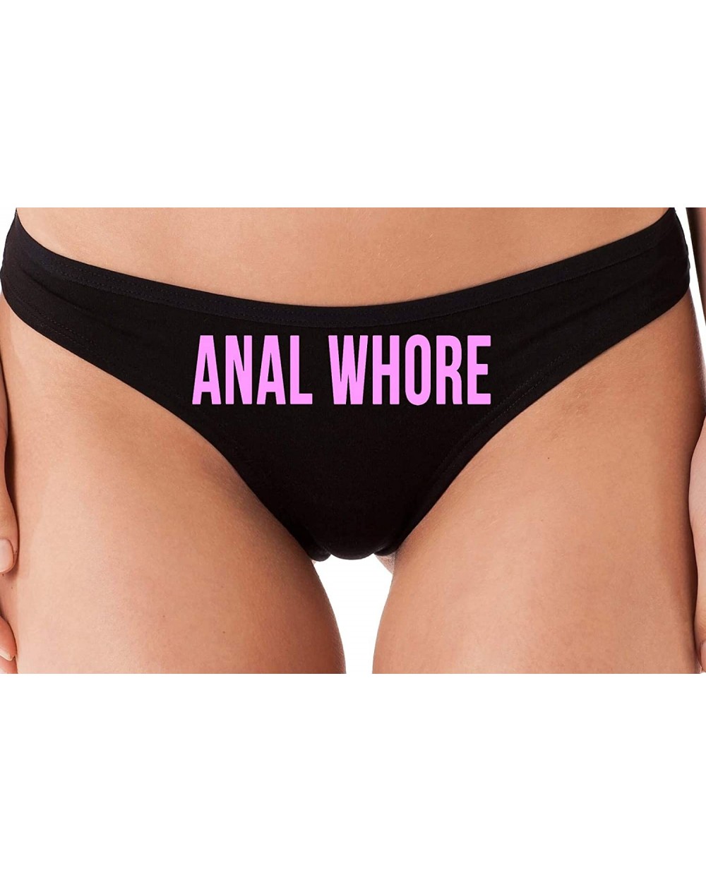 Anal Whore Black Thong Sexy Flirty Panties Rude Underwear BDSM - Bubblegum - CU18LSW64IX $22.25 Panties