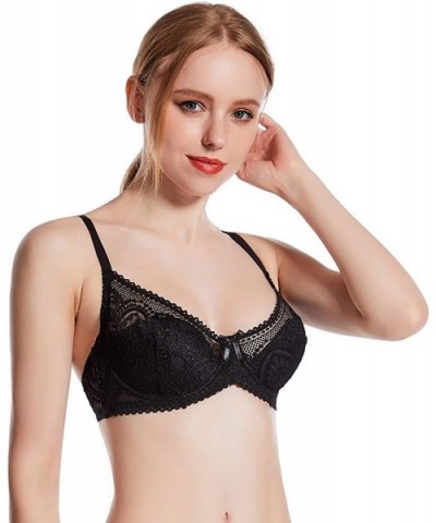 Shitagi Women's Beauty Lace Non Padded Minimizer Full Figure Underwire Bra(Please Choose a Bigger Size Than Normal) - Black -...