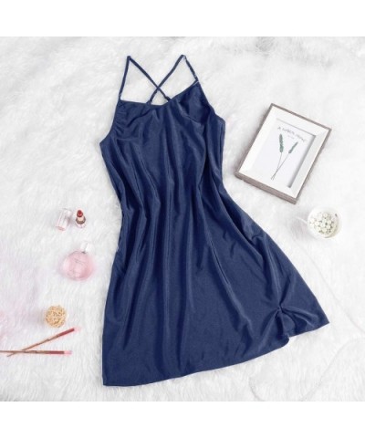 Women Chemises Lingerie Mini Babydoll Sleepwear Nightie Full Slip Dress- Lingerie for Women Sex S-2XL - Blue - CM196IWELUE $1...