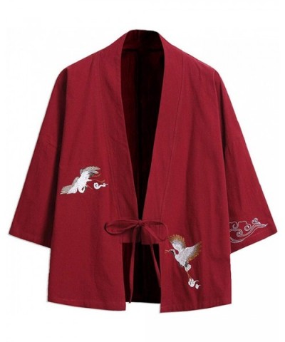 Kimono Cardigan Japanese Clothing Crane Embroidery Traditional Vintage Yukata Asian Clothes Women - Color 1 - CB18X6TY436 $68...