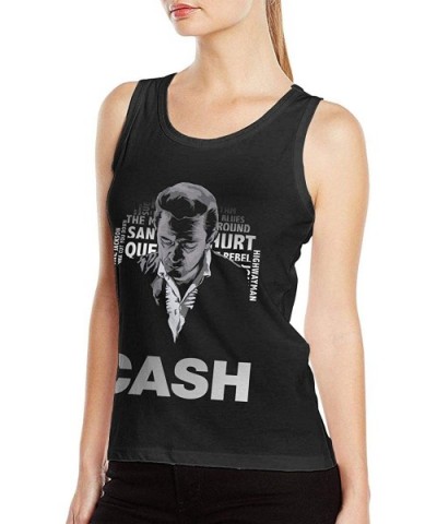 Johnny Cash The Man in Black Woman Sexy Tank Custom Vest T Shirt Black - Black - CU19D45IIIU $31.95 Camisoles & Tanks