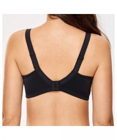 Women's Lace Plus Size Bras Unlined Full Coverage Wireless Bra - Black - CZ18YSQMYO7 $37.14 Bras