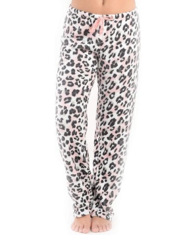 Womens Ladies Plush Soft Fleece PJ Pajama Sleep Bottoms Lounge Pants - Black and Pink Leopard Cl17 - 1 Pack - CZ18XK7ILK6 $22...