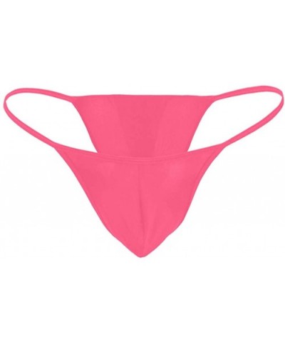 Mens Underwear Sexy Stretch Bulge Pouch Tanga Bikini Briefs Underpants Thong - Hot Pink - CH197MDNYST $13.05 Briefs