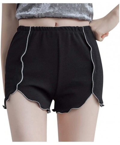 Fashion Women Slim Pants Casual Solid Stretchy Underwear Shorts Safety - Black - CJ199XMST0H $15.23 Panties