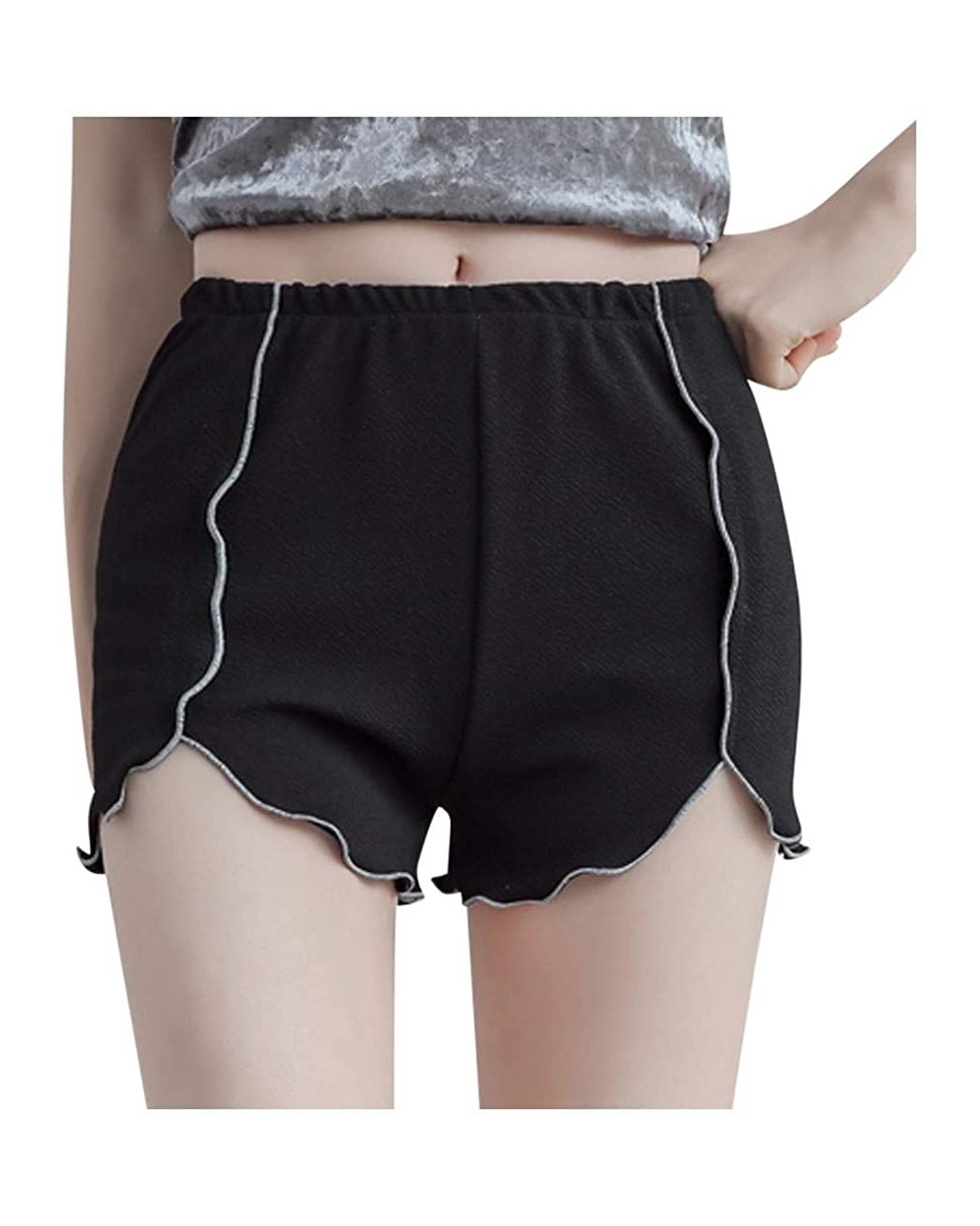 Fashion Women Slim Pants Casual Solid Stretchy Underwear Shorts Safety - Black - CJ199XMST0H $15.23 Panties