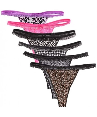 Thongs for Women - 6 Pack Women's Panties G String Thong & T Back for Ladies - 6pcs - C2193S6M974 $20.38 Panties