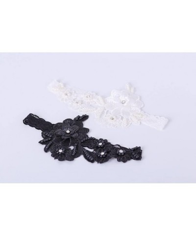 2PC Wedding Bridal Lace Garter Set Keepsake Toss Tradition Vintage - Black Lace and Pearls - CY1864D9RTM $21.45 Garters & Gar...