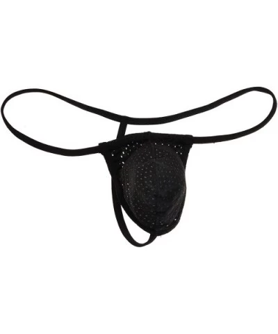 Men's Breath Hole Thong Gay Men G-String Bulge Pouch T-Back Pants - Black - CX12NA1DTRH $12.77 G-Strings & Thongs