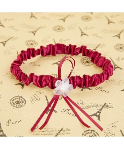 Lovely Plum Blossom Garters-Two Pieces for one Set-Three Colors. - Claret-red - CI18RLOQRYA $12.96 Garters & Garter Belts