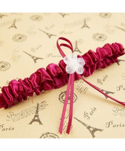 Lovely Plum Blossom Garters-Two Pieces for one Set-Three Colors. - Claret-red - CI18RLOQRYA $12.96 Garters & Garter Belts