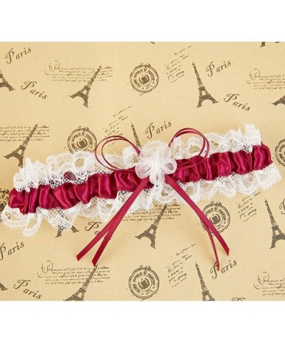 Lovely Plum Blossom Garters-Two Pieces for one Set-Three Colors. - Claret-red - CI18RLOQRYA $12.96 Garters & Garter Belts