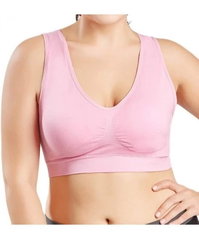 Women Sport Bra Pure Color Plus Size Ultra-Thin Large Bra Sports Bra Full Bra Cup - Pink - CT192E48E35 $13.07 Bras