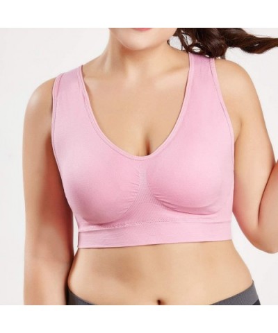 Women Sport Bra Pure Color Plus Size Ultra-Thin Large Bra Sports Bra Full Bra Cup - Pink - CT192E48E35 $13.07 Bras