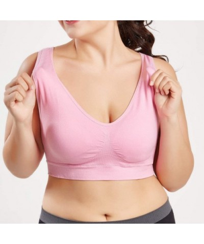 Women Sport Bra Pure Color Plus Size Ultra-Thin Large Bra Sports Bra Full Bra Cup - Pink - CT192E48E35 $13.07 Bras