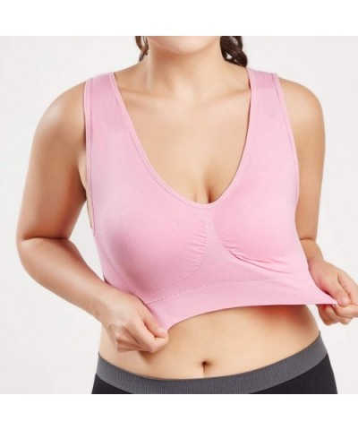 Women Sport Bra Pure Color Plus Size Ultra-Thin Large Bra Sports Bra Full Bra Cup - Pink - CT192E48E35 $13.07 Bras