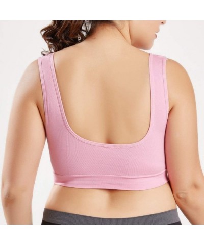 Women Sport Bra Pure Color Plus Size Ultra-Thin Large Bra Sports Bra Full Bra Cup - Pink - CT192E48E35 $13.07 Bras