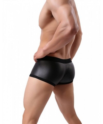 Fashion Imitation Leather Men's Underwear Boxer Shorts Fitness Pants- Swimwear B1167 - Black - CW18GD4WIY2 $16.76 Boxer Briefs