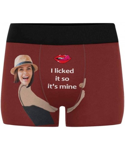 Personalized Face Man Boxer Briefs with Wife's Face Lip with Tongue It's Mine - Color5 - CX190LC5GD4 $40.45 Boxer Briefs