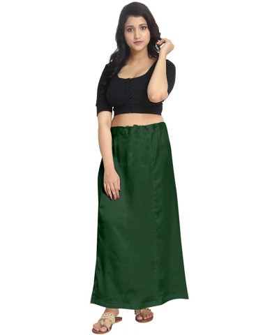 Satin Green Indian Saree Petticoat Readymade Lining Sari Underskirt Undercoat Waist Size 28 to 42 Max - CU197220754 $49.63 Slips